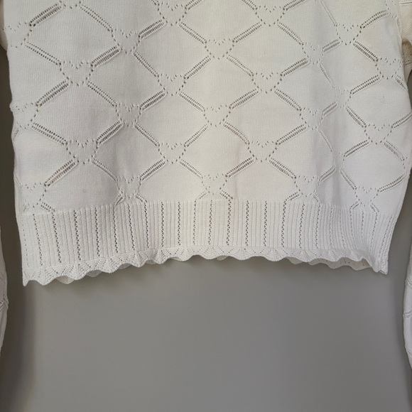 NWT LoveShackFancy Petra Knit Heart Argyle Cardigan Parchment Cream Ivory | S - Picture 10 of 14